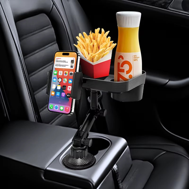 Adjustable Car Cup Holder Tray 360 Degree Rotatable Car Table for Phone Slot Food Organized Drink Holder in Car Accesories