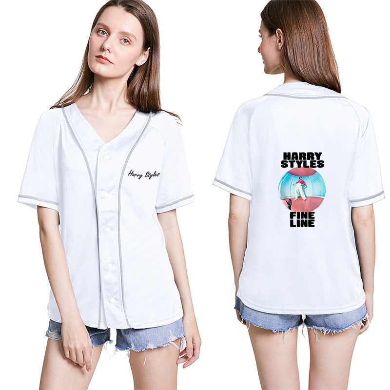 Harry Styles Baseball Jersey Cardigan Short Sleeve