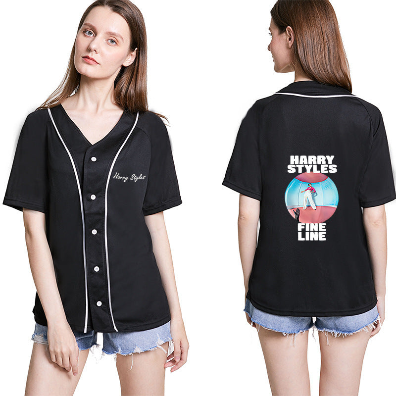 Harry Styles Baseball Jersey Cardigan Short Sleeve