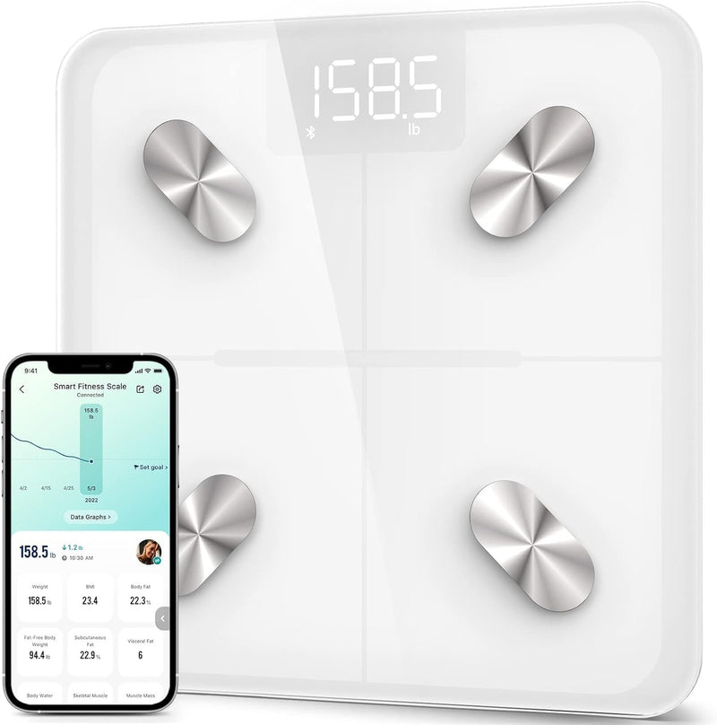 Smart Scale for Body Weight, Bathroom Digital Weighing Scale with BMI, Body Fat, Muscle Mass, Accurate Bluetooth Home User Health Equipment Sync Apps