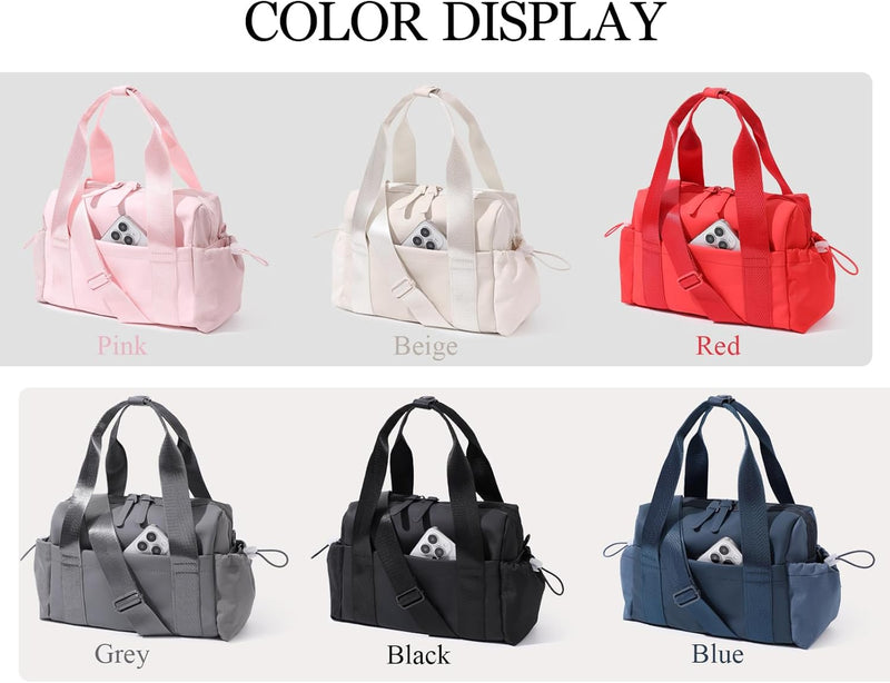 Small Gym Bag for Women, Mini Crossbody Gym Duffle Bag with Wet Compartment, Carry on Gym Tote Bag for Workout Dance Sport Travel (Mini-Beige)