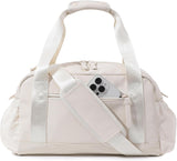 Small Gym Bag for Women, Mini Crossbody Gym Duffle Bag with Wet Compartment, Carry on Gym Tote Bag for Workout Dance Sport Travel (Mini-Beige)