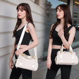 Small Gym Bag for Women, Mini Crossbody Gym Duffle Bag with Wet Compartment, Carry on Gym Tote Bag for Workout Dance Sport Travel (Mini-Beige)