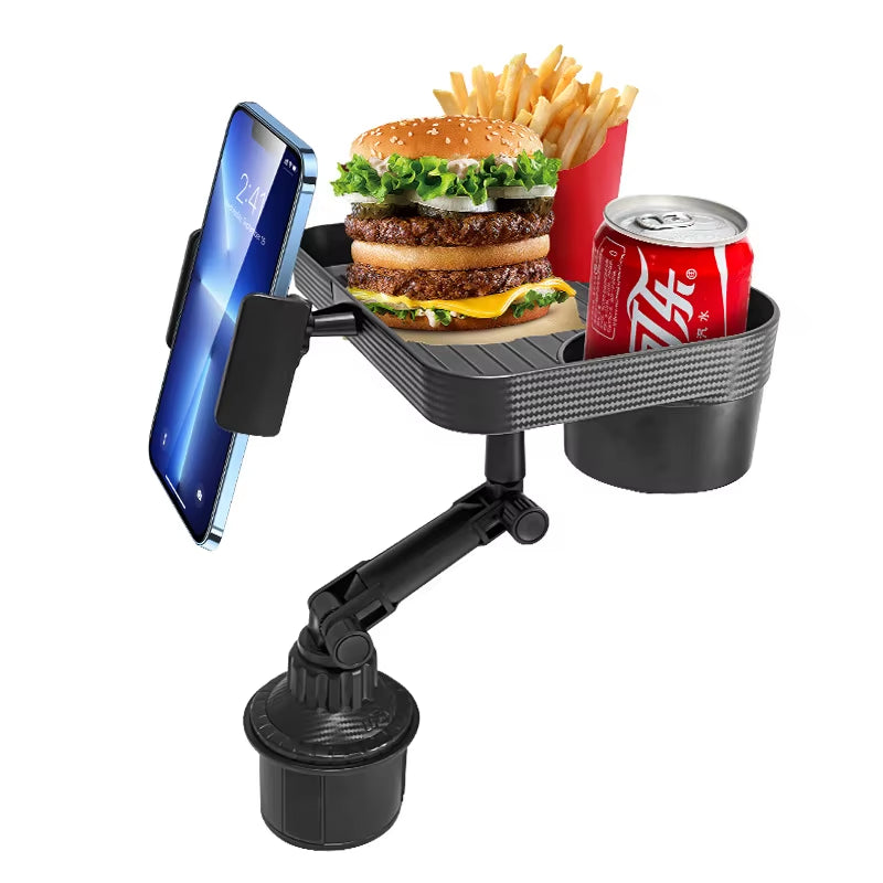 Adjustable Car Cup Holder Tray 360 Degree Rotatable Car Table for Phone Slot Food Organized Drink Holder in Car Accesories