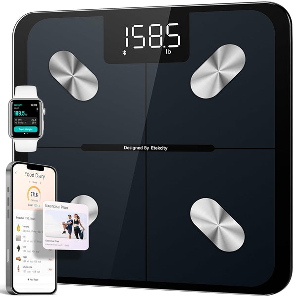 Smart Scale for Body Weight, Bathroom Digital Weighing Scale with BMI, Body Fat, Muscle Mass, Accurate Bluetooth Home User Health Equipment Sync Apps